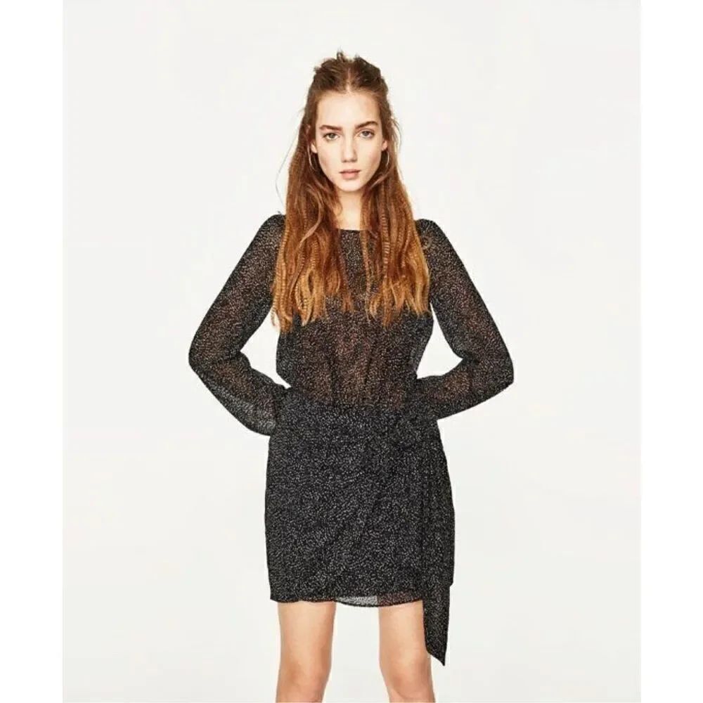 Zara Sheer Dotted Wrap Skirt Sheer Dress *Flaw